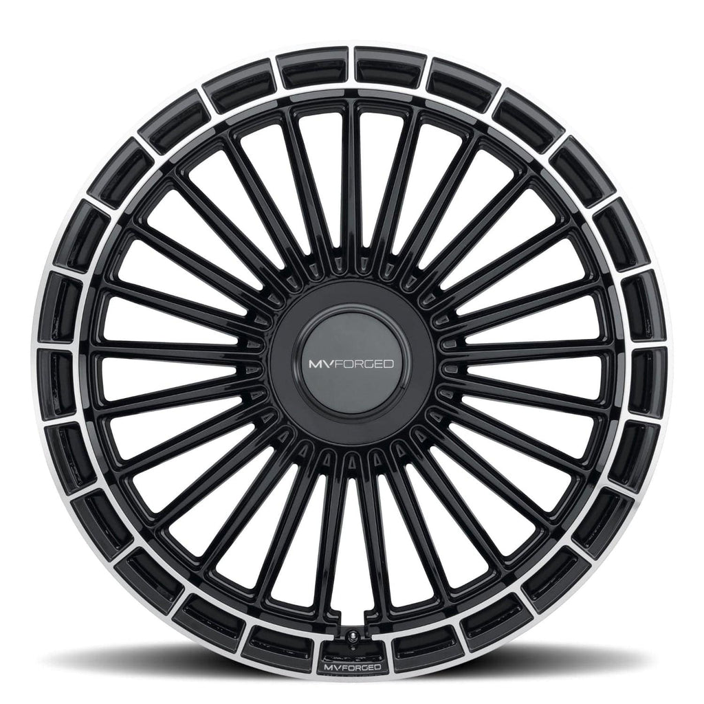 MV Forged MVF40 22" 5x110 up to 5x130 Gloss Black Diamond Ring (Custom Wheel)