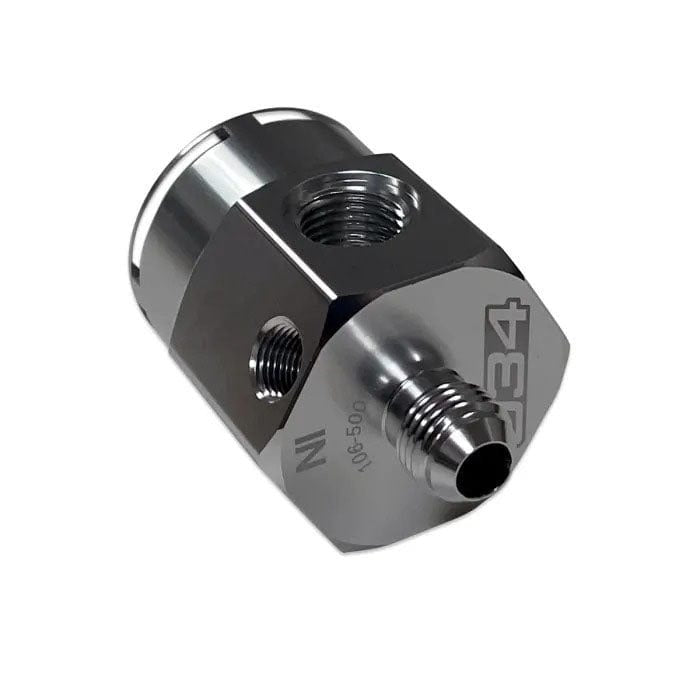034Motorsport Fuel Pressure Regulator Housing Adapter (FPR Remote Mount) - Billet Aluminum