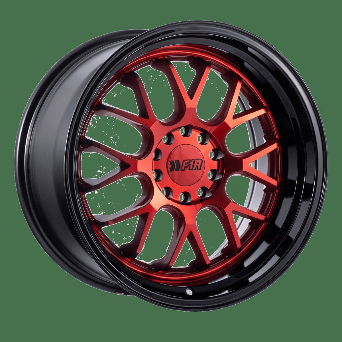 F1R F21 18" 5x112/114.3 Candy Red w/ Black Lip