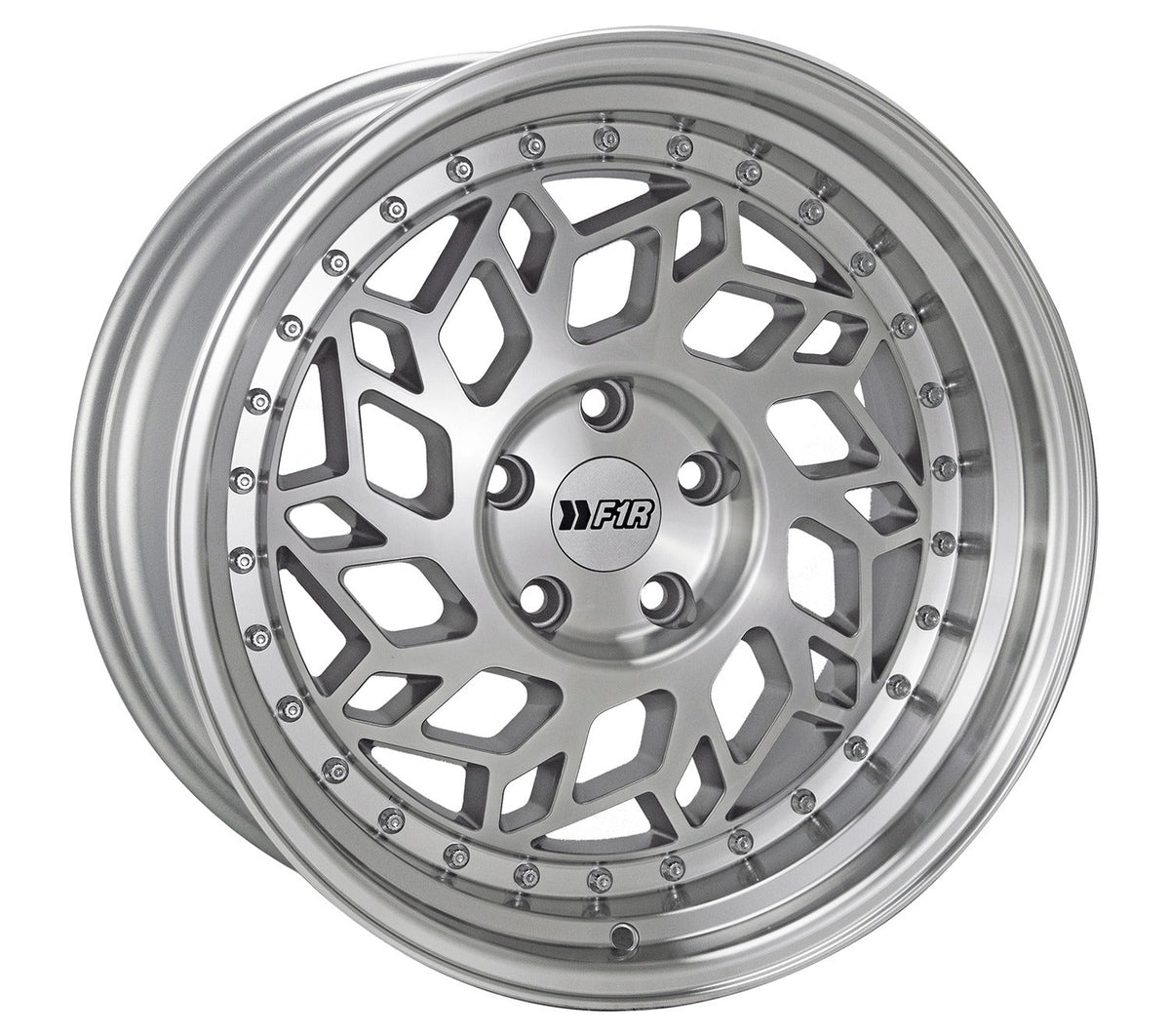 F1R R32 18" 5x114.3 Machine Silver w/ Polish Lip (NLA)
