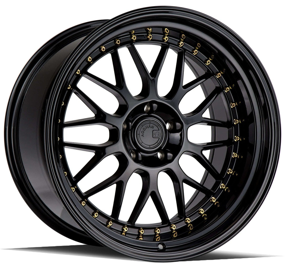 Aodhan AH02 19" 5x112 Gloss Black (Gold Rivet)