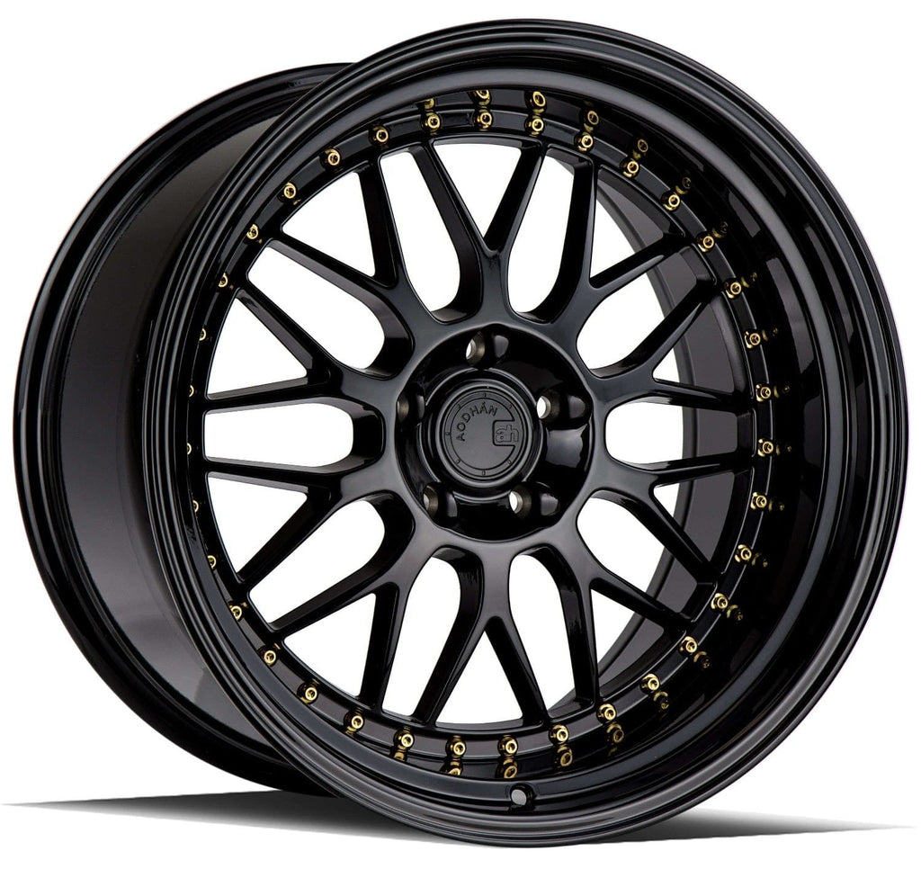 Aodhan AH02 19" 5x112 Gloss Black (Gold Rivet)