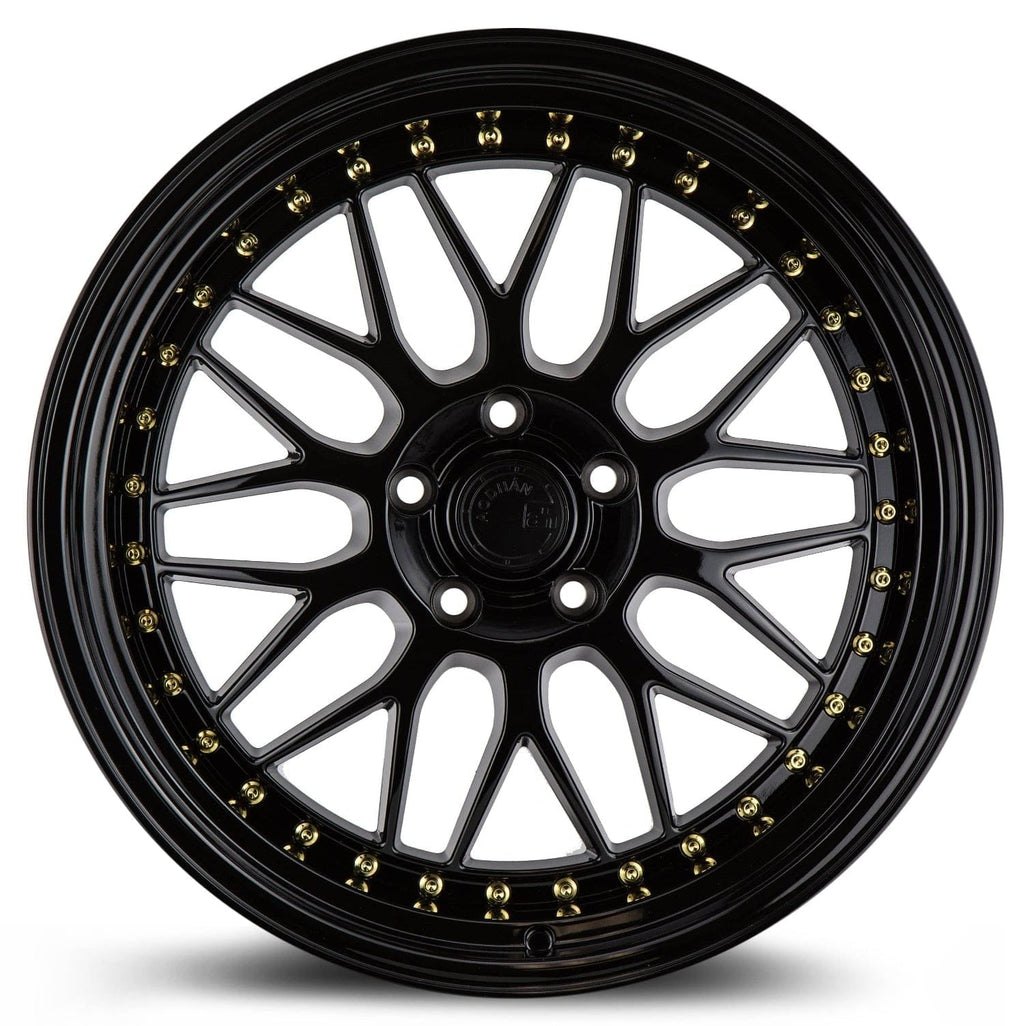 Aodhan AH02 19" 5x112 Gloss Black (Gold Rivet)