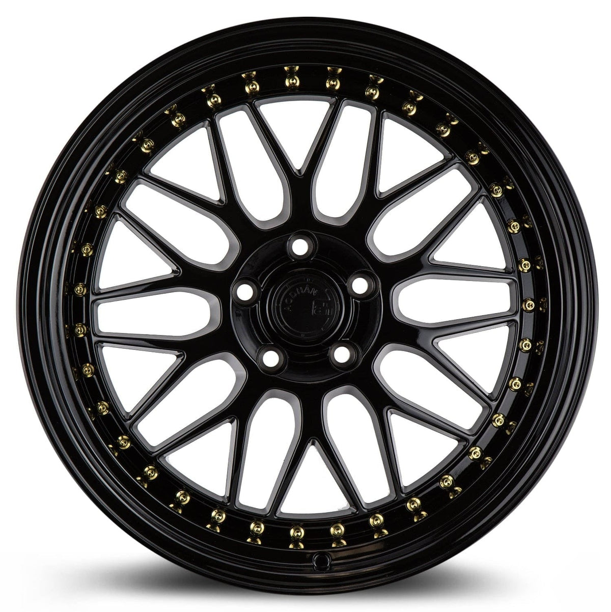 Aodhan AH02 19" 5x112 Gloss Black (Gold Rivet)