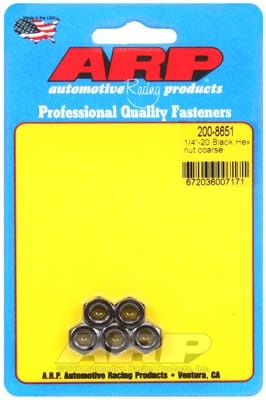 ARP 1/4-28 Black Coarse Hex Nut Kit (Set of 5)