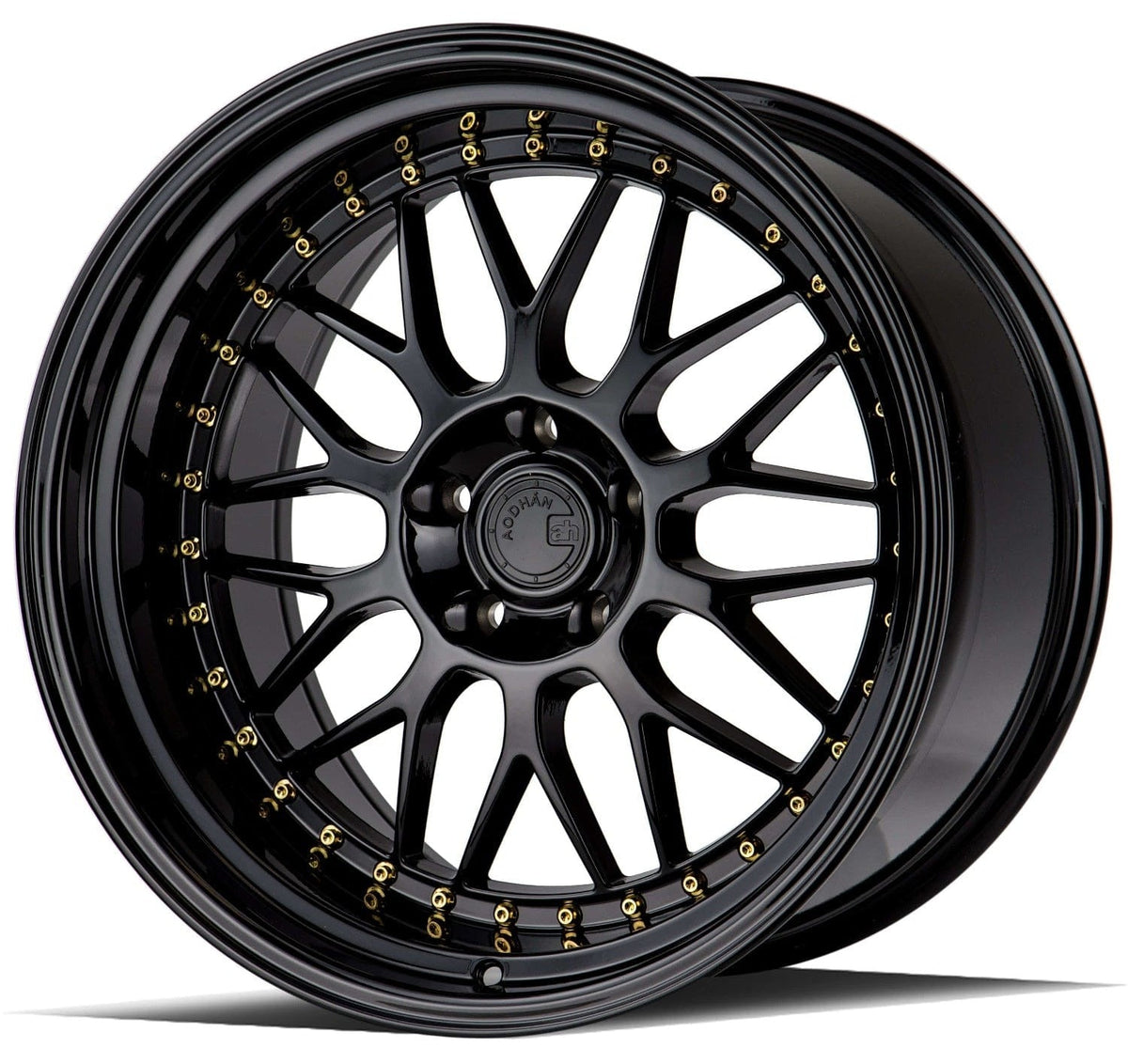 Aodhan AH02 19" 5x112 Gloss Black (Gold Rivet)