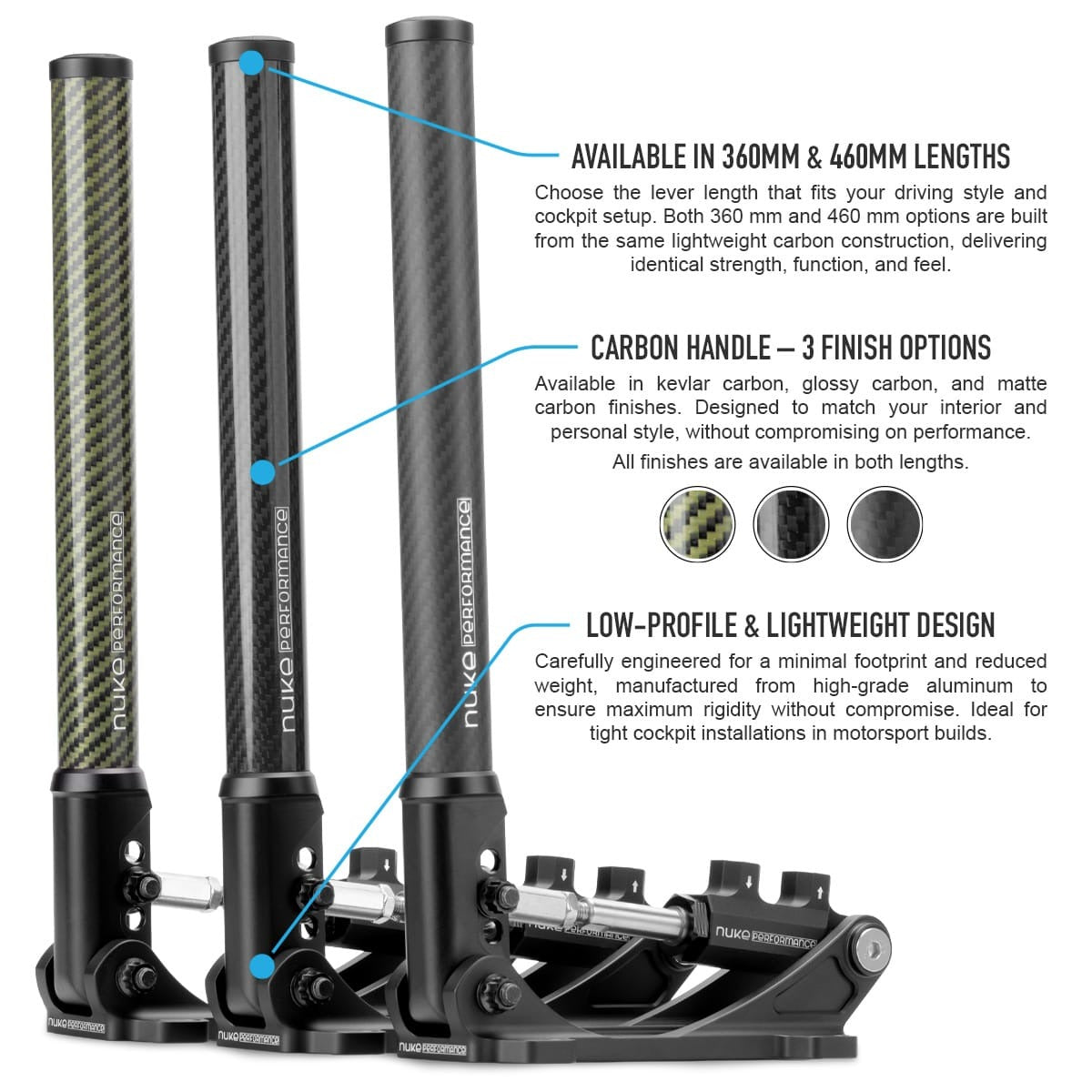 Nuke Performance Hydraulic Handbrake DriftSpec Pro, Glossy Carbon 360/460mm