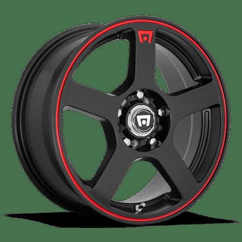 Motegi Cast MR116 FS5 18" 5x112/5x114.3 Matte Black W/ Red Stripe