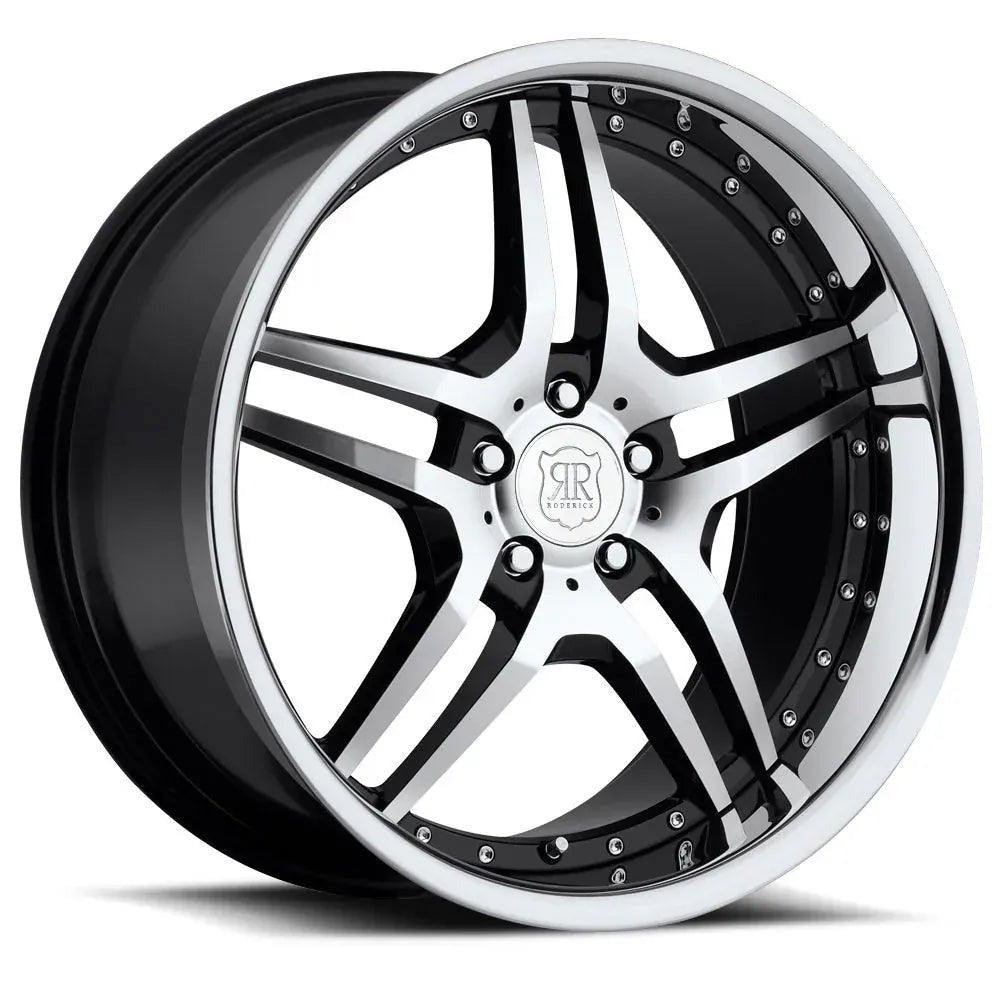 MRR RW2 19" 5x112 Black Machined Face w/ Chrome Lip