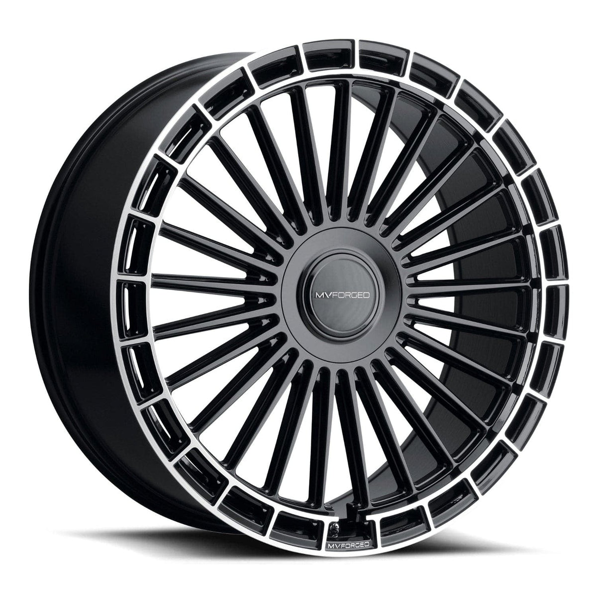 MV Forged MVF40 22" 5x110 up to 5x130 Gloss Black Diamond Ring (Custom Wheel)