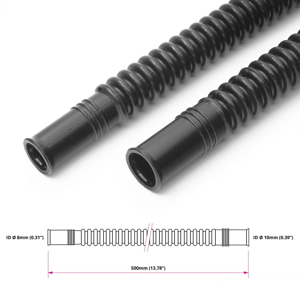 Nuke Performance Convoluted black nylon in-tank fuel hose Ø8/10mm 350mm