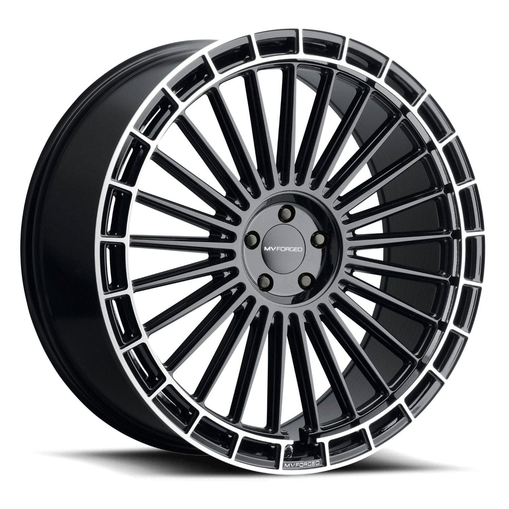 MV Forged MVF40 24" 5x110 up to 5x130 Gloss Black Diamond Ring (Custom Wheel)