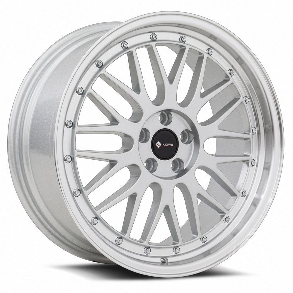 VORS VR8 18" 5x112 Silver Machine Lip Chrome Rivet