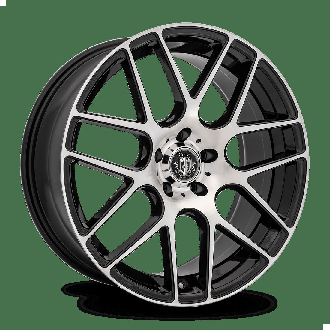 Curva C7 20" 5x112 Gloss Black Machine Face