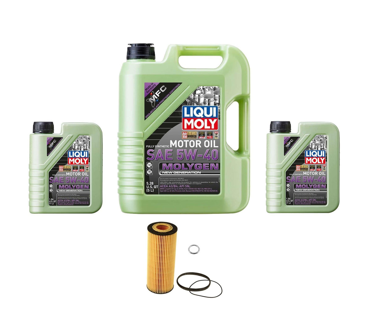 Oil Service Kit - Liqui Moly MolyGen 5w-40 - VW/Audi / B7 / B8 / A4 / A5 / SQ5 / Touareg / & More