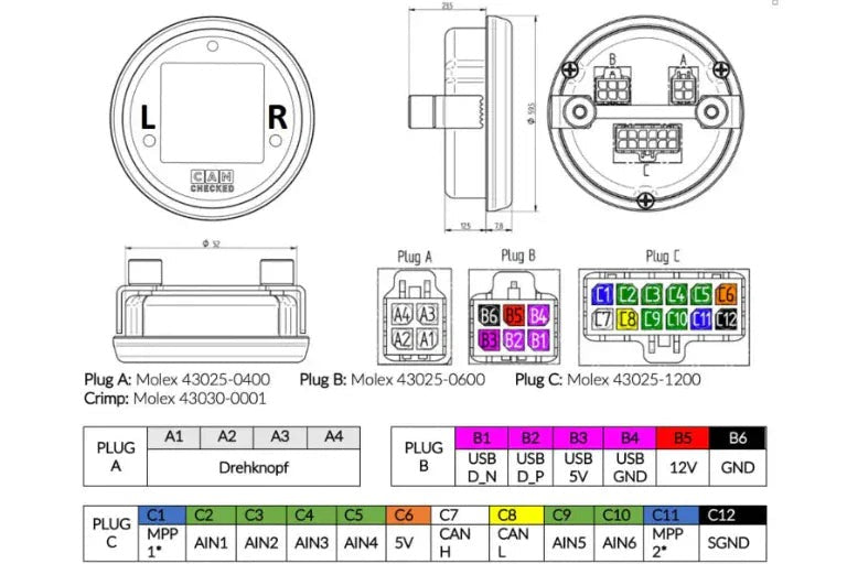 CANchecked MFD15 Multi Function Universal Display | 1.5" Gen2
