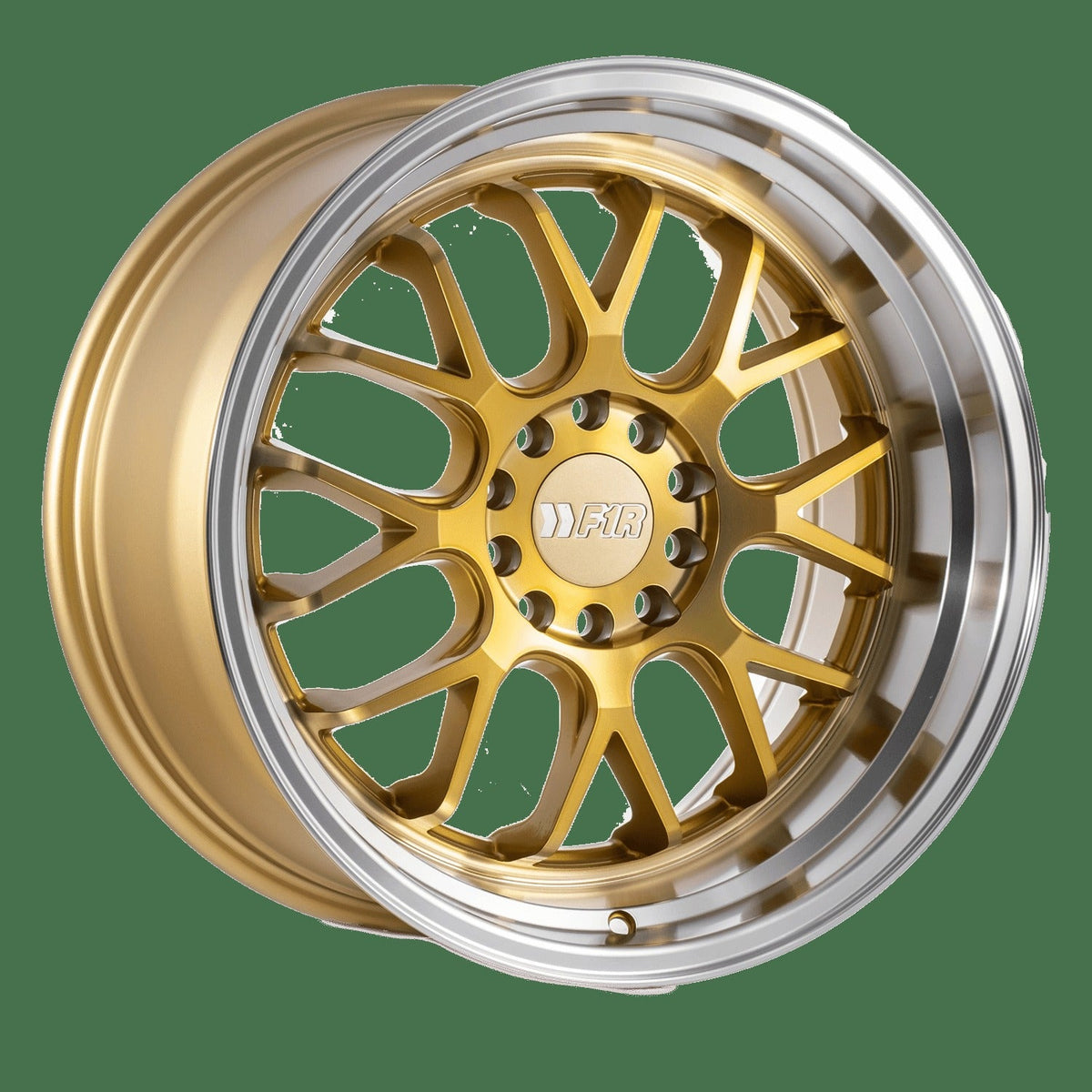 F1R F21 18" 5x112/114.3 Machine Gold w/ Polish Lip